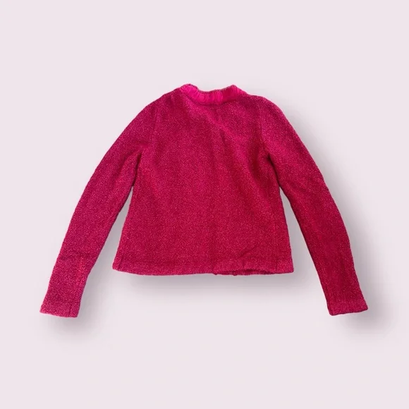 Women’s Boden Wool Cotton Nylon Blend Soft Cardigan With Ruffle Collar Size 8 - Picture 8 of 10